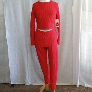 Brazilian leggings and long sleeves crop top set size large Honeycomb te…